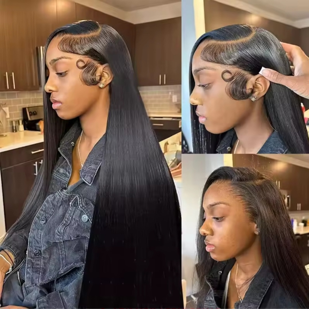 Sleek Long Black Human Hair Wig (3)